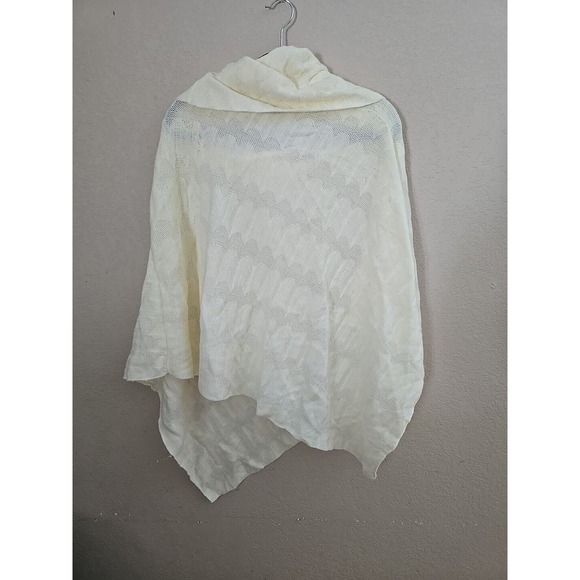 Chico's Ivory Collared Knit Poncho Womans Size L/XL Business Casual Lightweight - Picture 6 of 6
